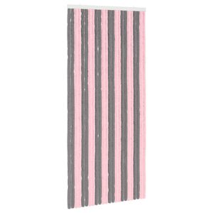 vidaXL Rideau anti-insectes en chenille Gris Argent et Rose