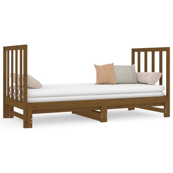vidaXL Lit coulissant sans matelas marron miel 2x(90x190) cm
