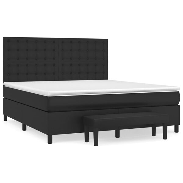 vidaXL Sommier à lattes de lit avec matelas Noir 180x200 cm Similicuir
