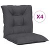 vidaXL Coussins de chaise de jardin &agrave; dossier bas lot de 4 anthracite