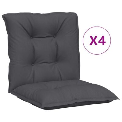 vidaXL Coussins de chaise de jardin à dossier bas lot de 4 anthracite