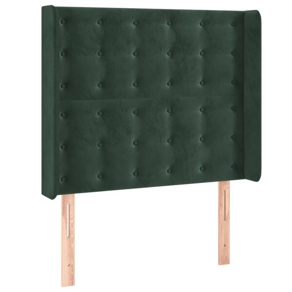 vidaXL T&ecirc;te de lit avec oreilles Vert fonc&eacute; 83x16x118/128 cm Velours