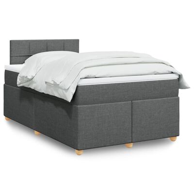 vidaXL Sommier à lattes de lit avec matelas gris foncé 120x190cm tissu