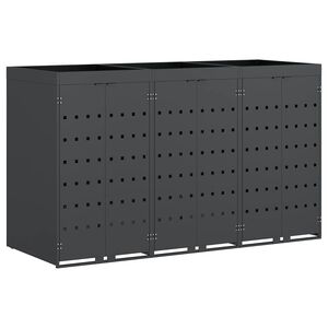 vidaXL Rangement de poubelle &agrave; roulettes pour 3 poubelles Anthracite