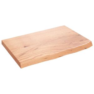 vidaXL Dessus de table marron clair bois ch&ecirc;ne massif trait&eacute;