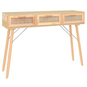 vidaXL Table console Marron 105x30x75cm Bois massif pin /rotin naturel