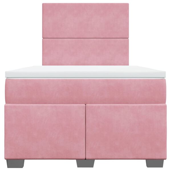 vidaXL Sommier &agrave; lattes de lit avec matelas rose 120x190 cm velours