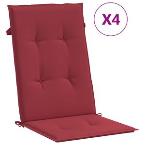 vidaXL Coussins de chaise de jardin &agrave; dossier haut lot de 4 bordeaux