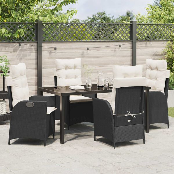 vidaXL Ensemble de salle &agrave; manger pour jardin 5 pcs Noir polyrotin