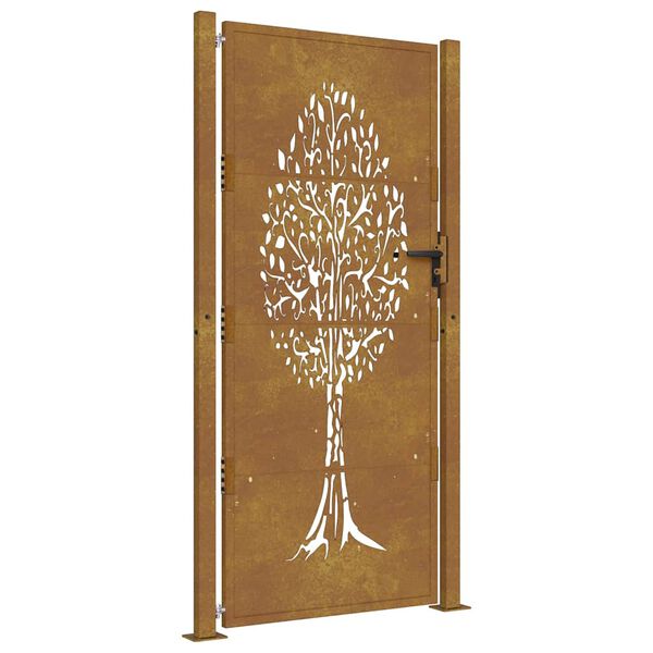 vidaXL Portail de jardin 100x200 cm en acier Corten motif arbre