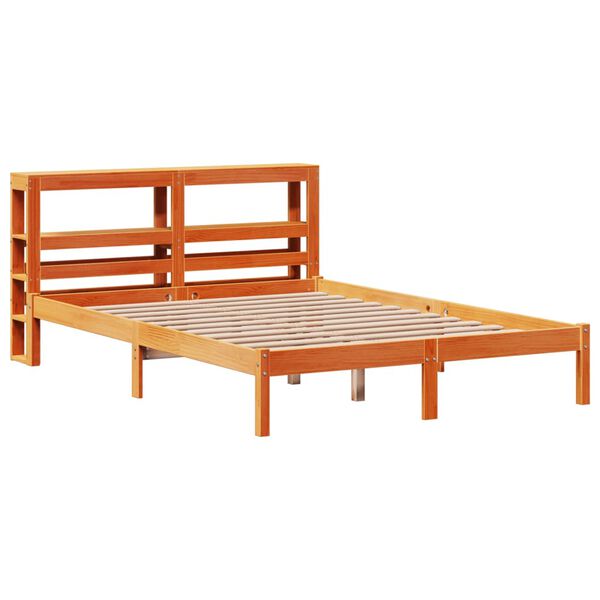 vidaXL Cadre de lit et t&ecirc;te de lit sans matelas cire marron 140x200 cm