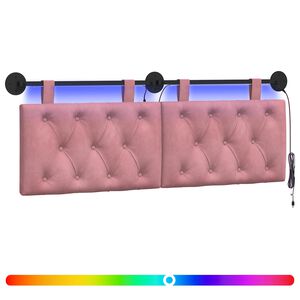 vidaXL T&ecirc;te de lit suspendue Avec lumi&egrave;re LED Rose Velours