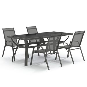 vidaXL Ensemble &agrave; manger de jardin 5 pcs Gris et noir