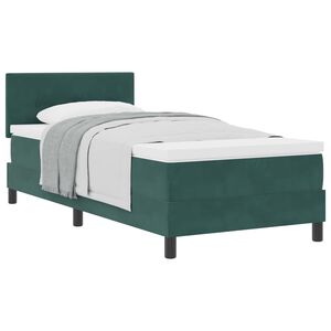 vidaXL Lit &agrave; ressorts avec matelas Vert fonc&eacute; 90 x 190 cm Velours