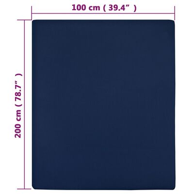 vidaXL Draps-housses Jersey 2 pcs Bleu marine 100x200 cm Coton