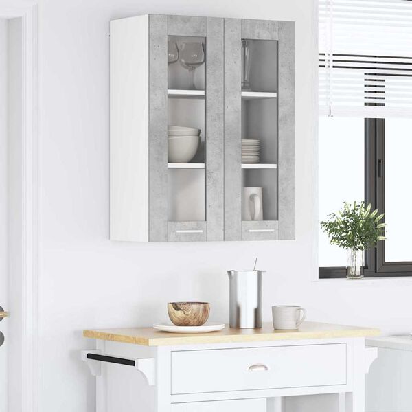 vidaXL Armoire suspendue Gris b&eacute;ton 60 x 31 x 80 cm Bois d'ing&eacute;nierie
