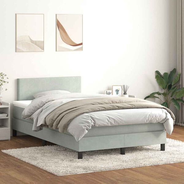 vidaXL Sommier &agrave; lattes de lit et matelas gris clair 120x210cm velours