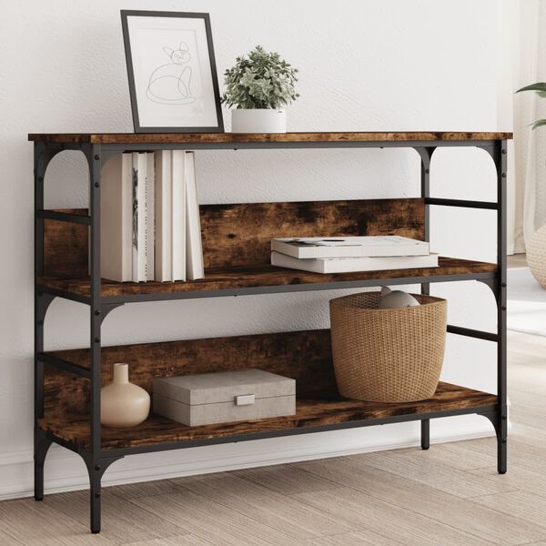 vidaXL Table console ch&ecirc;ne fum&eacute; 100x32x75 cm bois d'ing&eacute;nierie