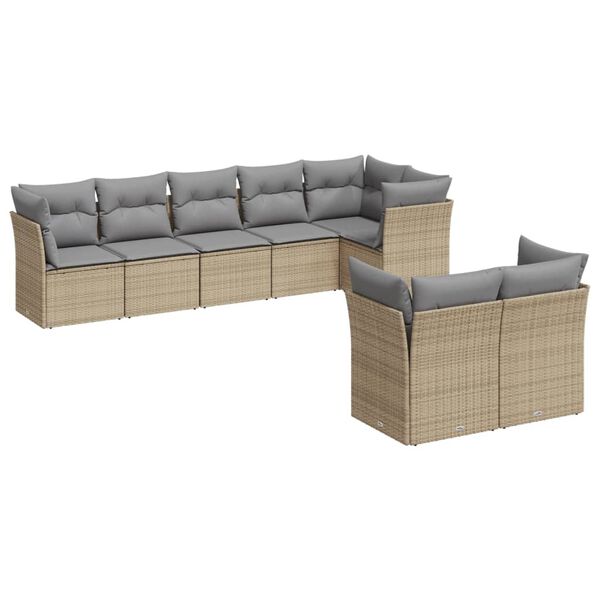 vidaXL Salon de jardin avec coussins 8 pcs beige r&eacute;sine tress&eacute;e