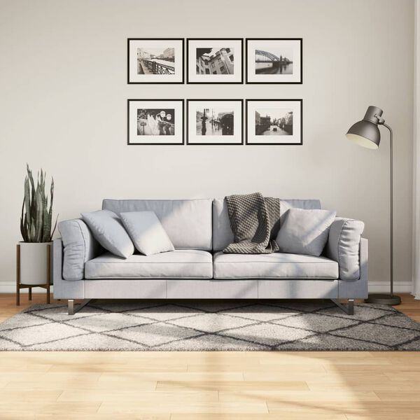 vidaXL Tapis shaggy &agrave; poils longs moderne beige anthracite 100x200 cm
