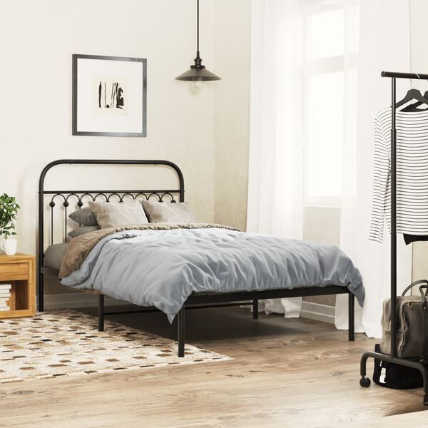 vidaXL T&ecirc;te de lit m&eacute;tal noir 107 cm