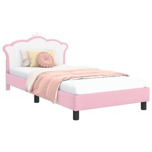 vidaXL Cadre de lit pour enfants avec t&ecirc;te de lit Rose 90 x 200 cm PU