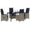 vidaXL Ensemble table et chaises avec coussin 5 pcs Gris Rotin PE