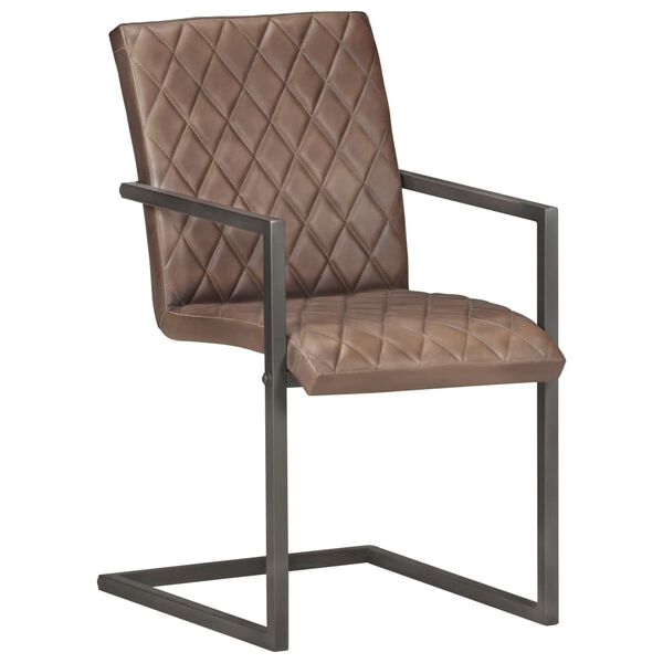 vidaXL Chaises à manger cantilever lot de 6 marron cuir véritable