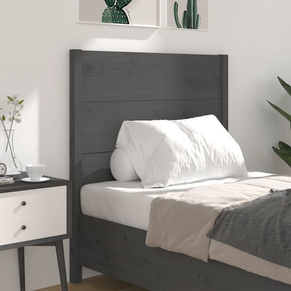 vidaXL T&ecirc;te de lit Gris 96x4x100 cm Bois massif de pin