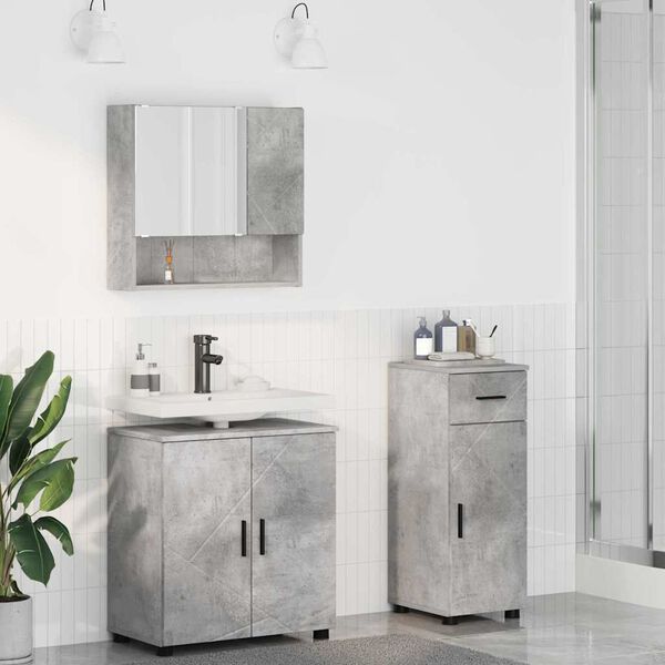 vidaXL Ensemble de mobilier de salle de bain 3 pcs Gris b&eacute;ton