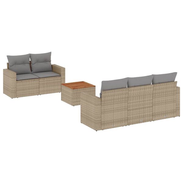 vidaXL Salon de jardin avec coussins 6 pcs beige r&eacute;sine tress&eacute;e