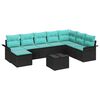 vidaXL Ensemble de canap&eacute; de jardin avec coussin 9 pcs Noir polyrotin