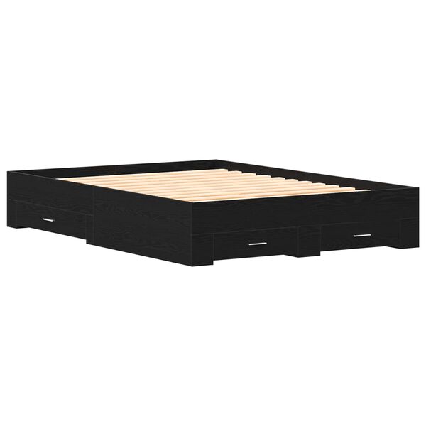vidaXL Cadre de lit Ch&ecirc;ne noir 140 x 200 cm Bois d'ing&eacute;nierie