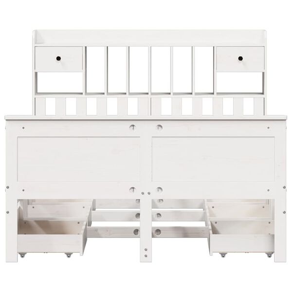 vidaXL Lit biblioth&egrave;que sans matelas blanc 140x190 cm bois pin massif