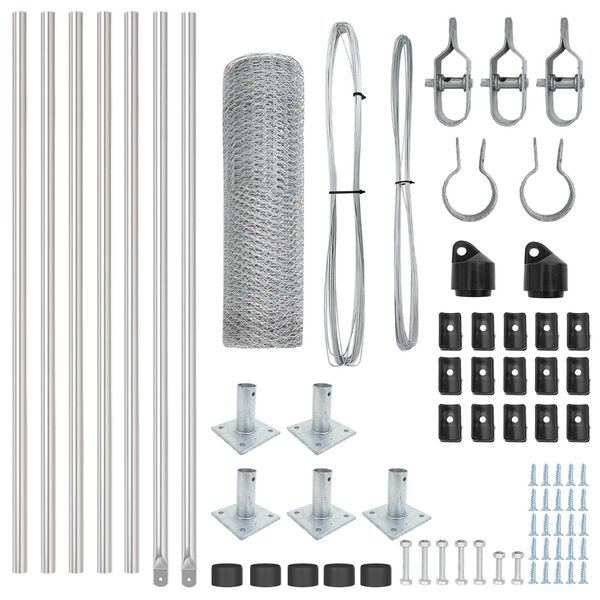 vidaXL Poteau de cl&ocirc;ture. Argent&eacute; 10 x 0,6 m (maille de 13 mm) Acier