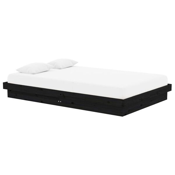 vidaXL Cadre de lit sans matelas noir bois massif