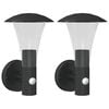 vidaXL Appliques murales d'ext&eacute;rieur et capteurs 2pcs acier inoxydable
