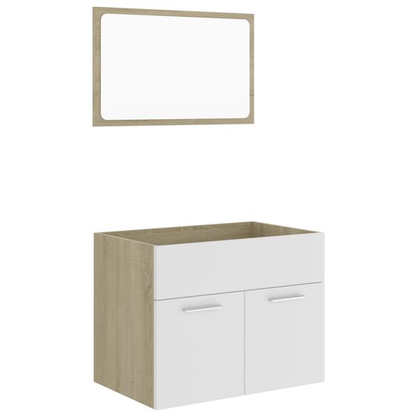 vidaXL Ensemble de meubles de salle de bain 2pcs Blanc et ch&ecirc;ne sonoma