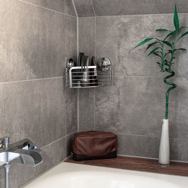 CORNAT &Eacute;tag&egrave;re &agrave; crochets pour salle de bain 3in1 single Chrome