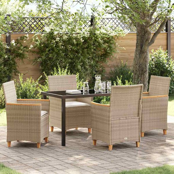 vidaXL Ensemble de salle à manger pour jardin 5 pcs Beige polyrotin