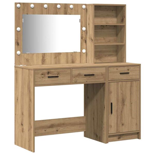 vidaXL Table de Toilette avec tiroir 2 pcs Marron Bois d'ing&eacute;nierie