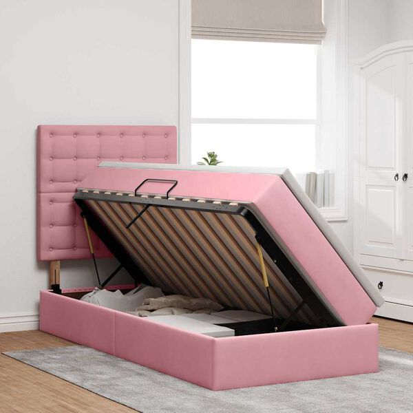 vidaXL Lit avec rangement et matelas Rose 90 x 200 cm Velours