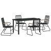 vidaXL Ensemble de salle &agrave; manger pour jardin 5 pcs Noir