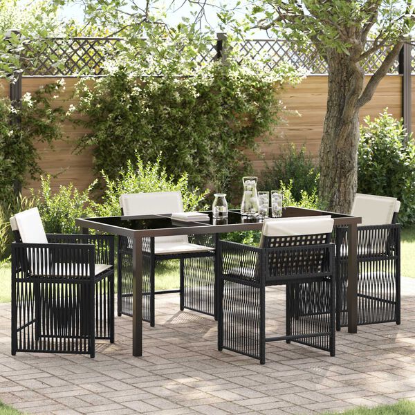 vidaXL Ensemble de salle &agrave; manger pour jardin 5 pcs Noir polyrotin