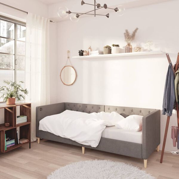 vidaXL Lit avec matelas et USB Gris clair Tissu 90x200 cm