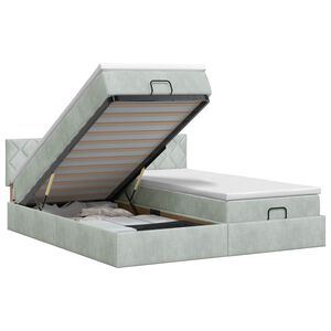 vidaXL Lit ottoman avec matelas 2 pc Gris clair Velours