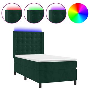 vidaXL Sommier &agrave; lattes de lit matelas LED Vert fonc&eacute; 80x200cm Velours