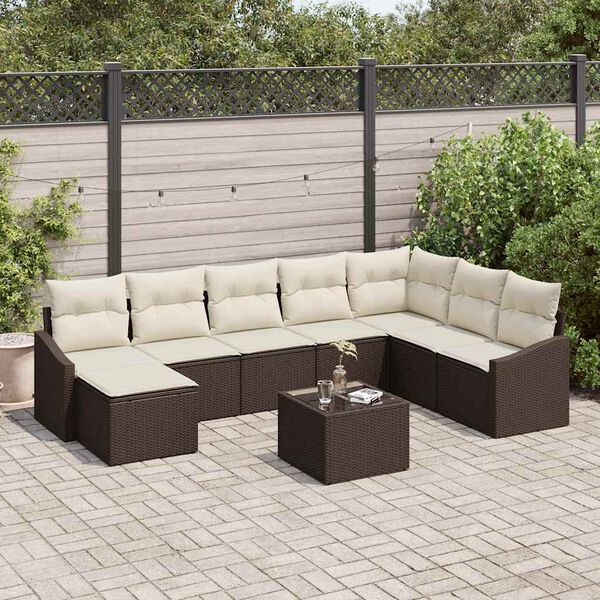 vidaXL Ensemble de Canap&eacute;s avec coussin 9 pcs Marron polyrotin