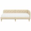 vidaXL Cadre de lit d'angle avec matelas Cr&egrave;me 90 x 200 cm tissu