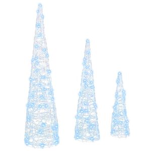 vidaXL Sapin de No&euml;l 3 pc 90 LED Blanc froid 20 x 20 x 80 cm Acrylique